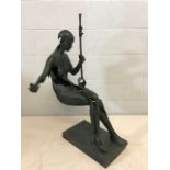 Large modern abstract bronze of a seated woman, approx 90cm in height