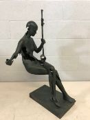 Large modern abstract bronze of a seated woman, approx 90cm in height