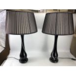 Pair of Italian hand-blown glass table lamps with original shades, height approx 74cm (including