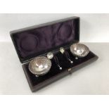 Boxed silver salts, hallmarked Birmingham 1896