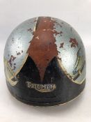 Vintage Triumph Helmet "The Jolly Roger" with original leather insert