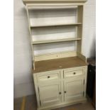 Cream painted kitchen dresser with two drawers and two cupboards under, approx 104cm wide x 203cm