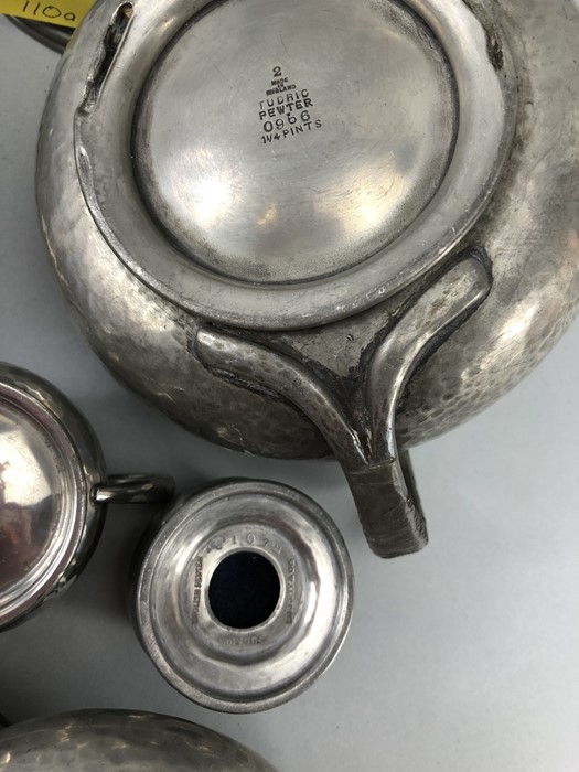 Collection of Tudric Pewter all stamped to include teapot pedestal bowl, tankard etc - Image 8 of 9