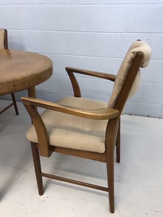 Mid Century oval extending dining table with four chairs (one carver). Approx dimensions fully - Image 4 of 6