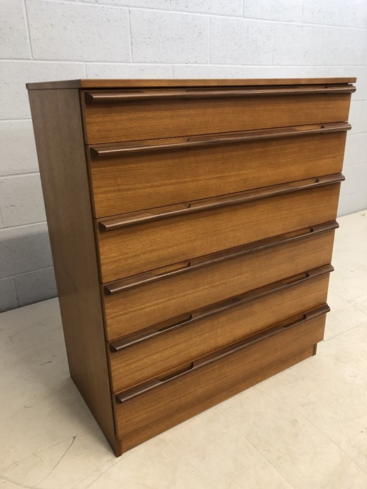 Mid Century Avalon chest of six drawers, approx 82cm x 45cm x 97cm tall