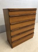 Mid Century Avalon chest of six drawers, approx 82cm x 45cm x 97cm tall