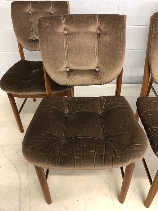 Set of four Mid Century teak chairs with padded seats and backs - Image 4 of 5