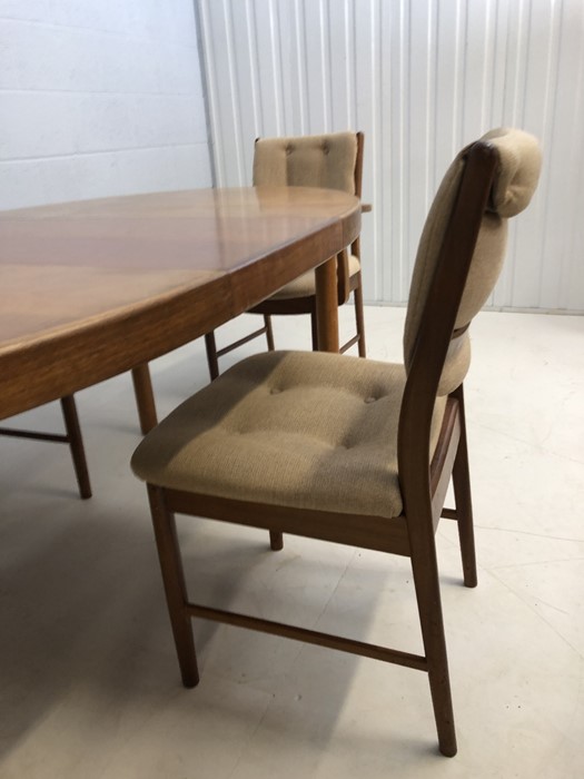 Mid Century oval extending dining table with four chairs (one carver). Approx dimensions fully - Image 3 of 6