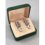 Boxed pair of diamante drop earrings