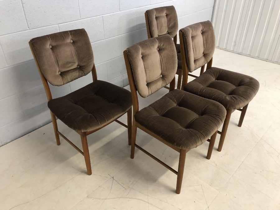 Set of four Mid Century teak chairs with padded seats and backs - Image 2 of 5