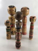 Collection of six vintage Japanese Kockeshi dolls, the tallest approx 36cm in height