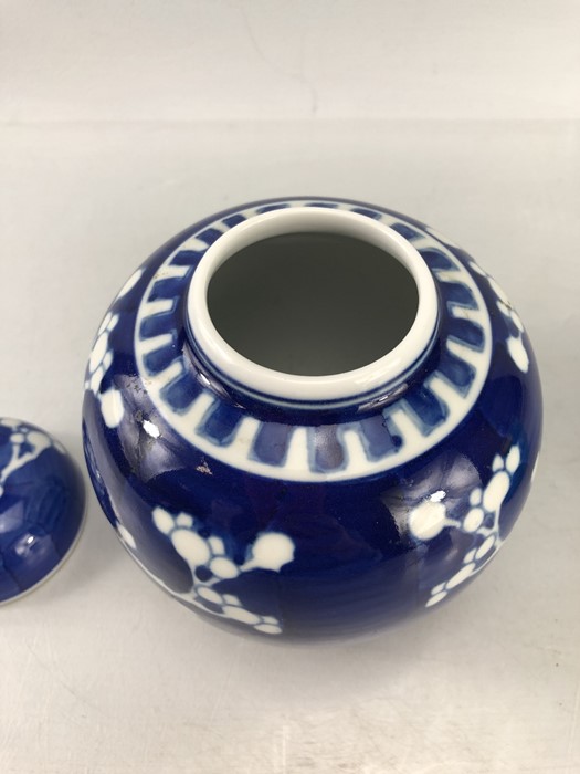 Chinese Blue and White Ginger Jar with concentric circles to base - Image 4 of 6