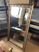 Large gilt framed bevel edged mirror approx 36cm x 76 cm