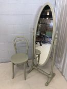 Painted cheval mirror and chair