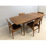 Mid Century teak extending dining table by White & Newton of Portsmouth, with four chairs with