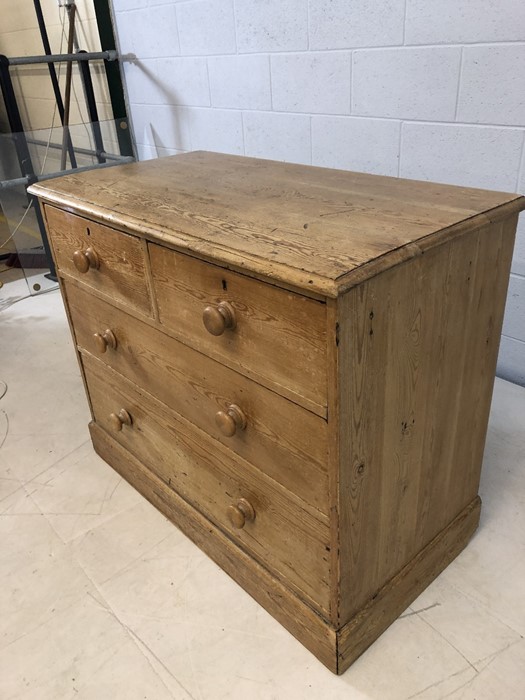 Antique pine chest of four drawers, approx 104cm x 54cm x 83cm tall - Image 6 of 8