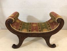 Large upholstered scroll-end stool