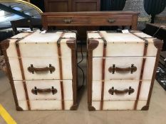 Pair of vintage style bedside tables / occasional drawer units with integrated lamp sockets, each