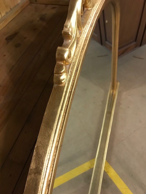Large gilt framed over mantle mirror, approx 139cm wide at base x 106 tall at centre - Image 5 of 5