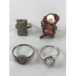 Collection of four Vintage Silver rings