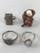 Collection of four Vintage Silver rings