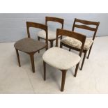 Four Mid Century low-backed chairs (two matching) with padded seats