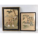 Two Framed oriental silks