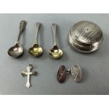 Collection of Silver items to include hallmarked Spoons and a Hallmarked silver pill box etc.....