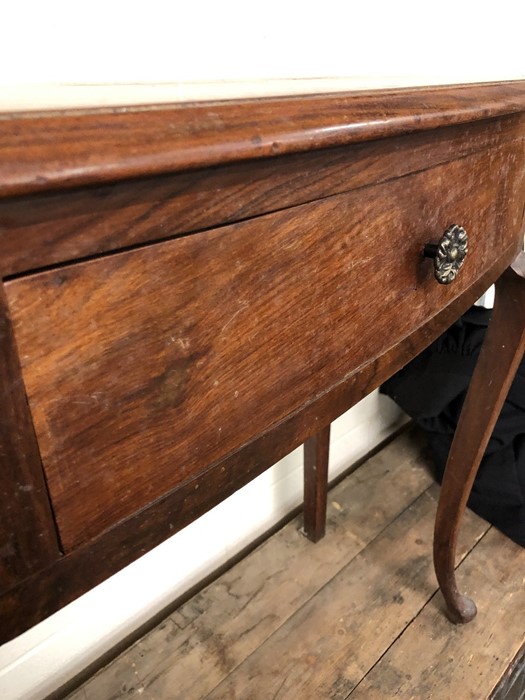 Bow fronted hall / console table, Queen Anne legs to front and two drawers under, approx 122cm x - Image 4 of 6