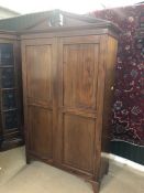 Edwardian two drawer wardrobe with inlay. Hanging rail and two drawers internally