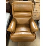 Butterscotch leather reclining armchair by Sherborne