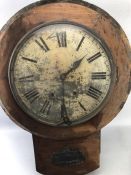 Antique Wall clock with large face (approx 36cm) A/F