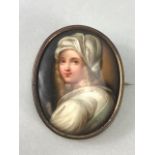 Portrait Miniature of an English Girl in Gold coloured frame approx 5.1 x 4.1cm