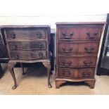 Two serpentine-fronted sets of drawers, one on Queen Anne legs with folding drop leaves