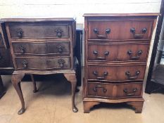 Two serpentine-fronted sets of drawers, one on Queen Anne legs with folding drop leaves