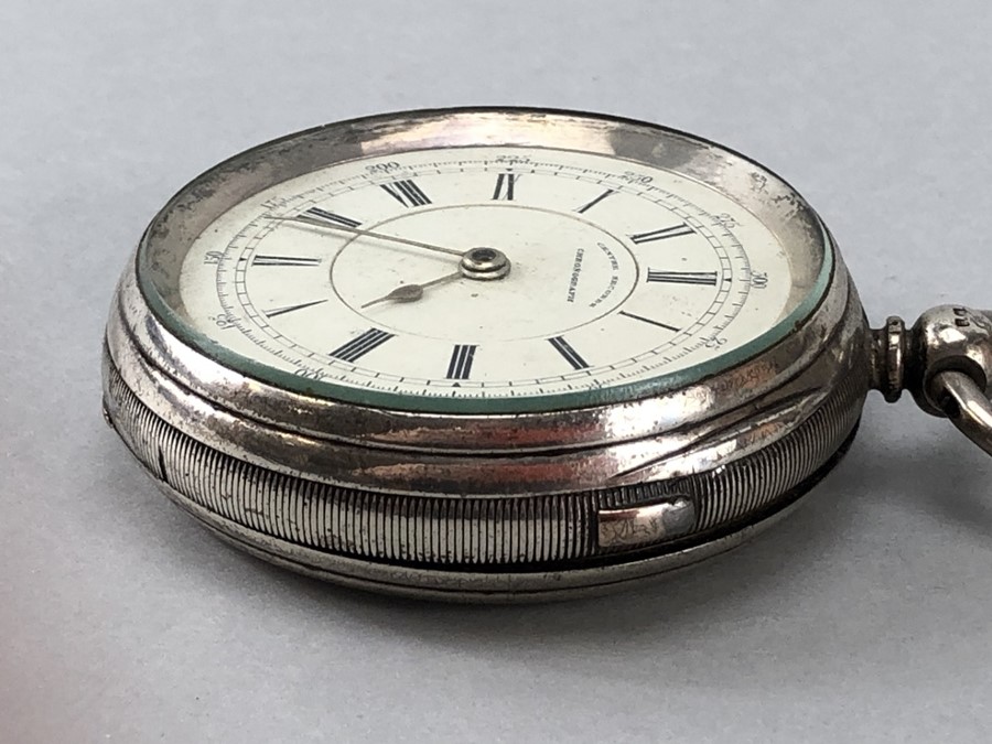 A substantial silver chronograph pocket watch by J. Richardson, Coventry, signed to inside F.W. - Image 16 of 17