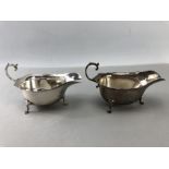 Pair of hallmarked Silver sauce boats Birmingham by maker Walker and Hall approx 180g