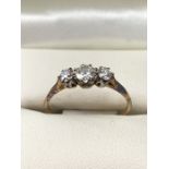 Three stone Diamond ring on Platinum and rose gold size 'Q' in vintage leather presentation box