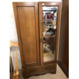 Edwardian inlaid wardrobe with mirrored door and drawer under