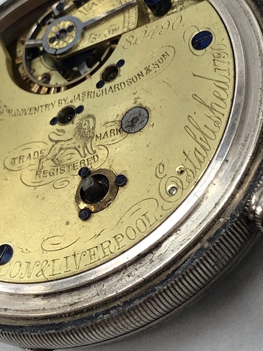 A substantial silver chronograph pocket watch by J. Richardson, Coventry, signed to inside F.W. - Image 14 of 17