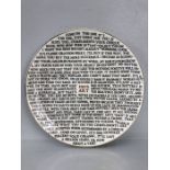 GRAYSON PERRY O.B.E., R.A. (BRITISH B.1960) '100% ART' PLATE - 2020 ceramic plate, developed for the