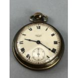 Smiths Empire pocket watch with engine turned case, top winder ticks and runs. Boxed