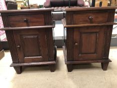 Pair of mahogany bedside tables with drawer and cupboard under