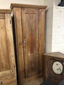 Tall antique pine cupboard / wardrobe with small hanging rail (no shelves), approx 76cm x 31cm x