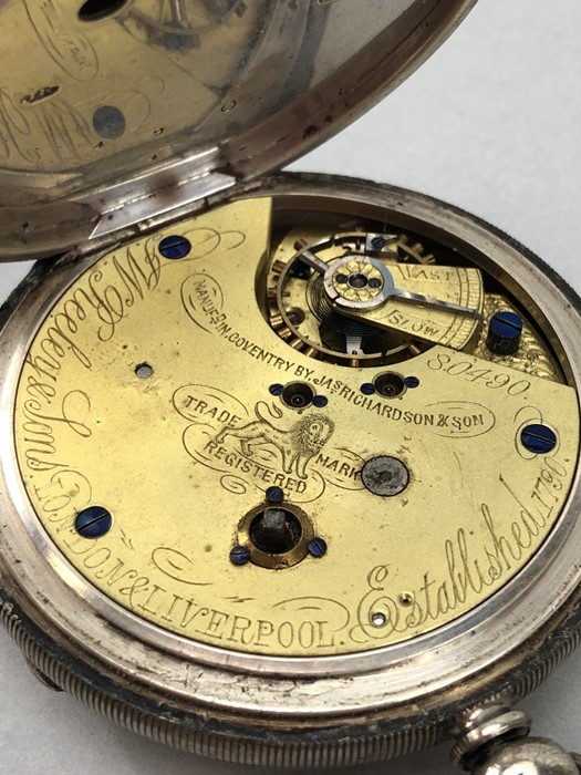 A substantial silver chronograph pocket watch by J. Richardson, Coventry, signed to inside F.W. - Image 10 of 17