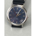 Zenith Wristwatch automatic model 28800, blue face (replacement strap). Watch has date aperture