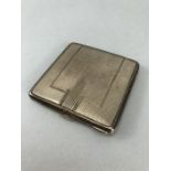 Birmingham Hallmarked Silver ladies compact of Art Deco design by maker William Suckling Ltd in