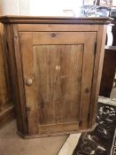 Small antique pine corner cupboard with two shelves, approx 86cm in height