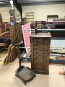 Tall chest of seven drawers, approx 102cm tall along with a wooden night stand, approx 157cm tall