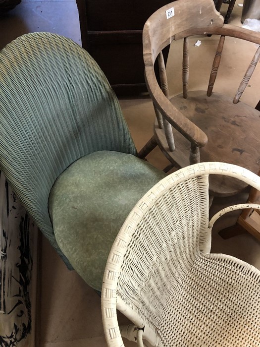 Collection of vintage chairs to include Lloyd Loom style nursing chair with sprung feet, Windsor - Image 3 of 7